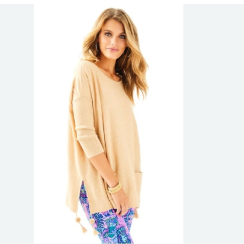 Lilly Pulitzer Beige Crew Neck Lightweight Sweater